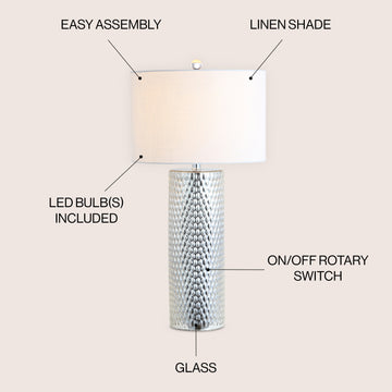 Isabella 30" Glass LED Table Lamp - JONATHAN Y
